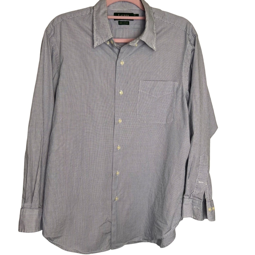 Lauren Ralph Lauren Mens Checkered Dress Shirt Button Down Size‎ 16 32/33